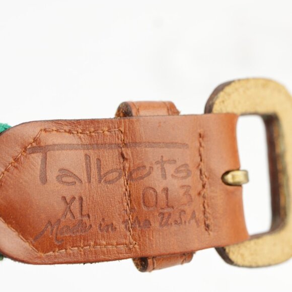 Talbots Womens Belt Size XL Extra Large Kelly Green Woven Elastic Leather Tip - Picture 9 of 13